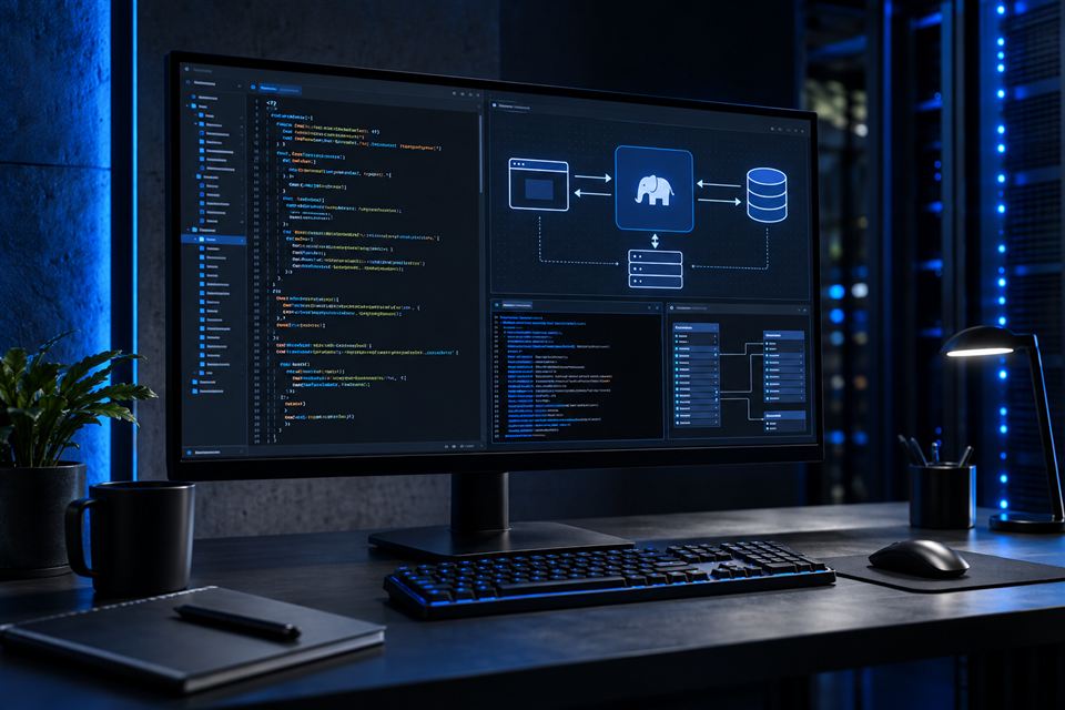 Código de servidor e diagrama de integração com banco de dados